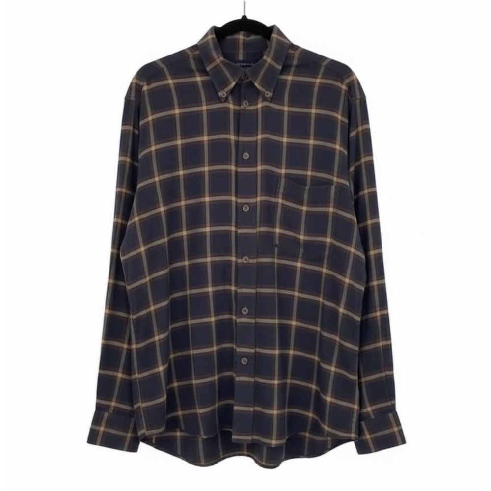 Ermenegildo Zegna Men's Blue Plaid Print Long Sleeve Button Down Shirt Size L